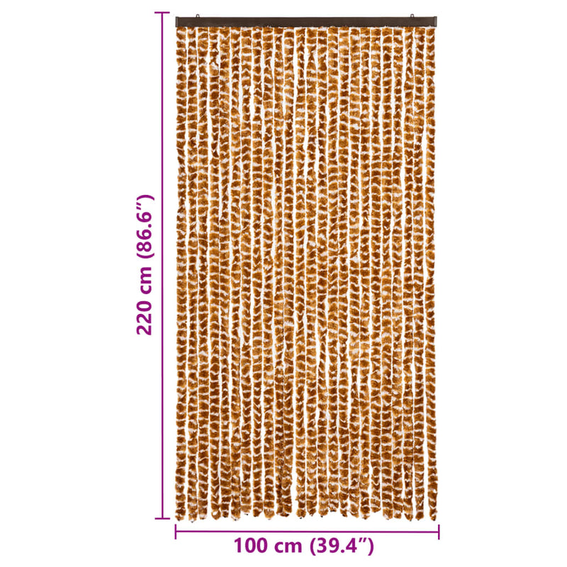 vidaXL okkersárga és fehér zsenília rovarfüggöny 100 x 220 cm