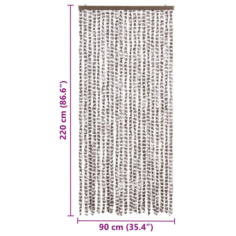 vidaXL tópszínű és fehér zsenília rovarfüggöny 90 x 220 cm