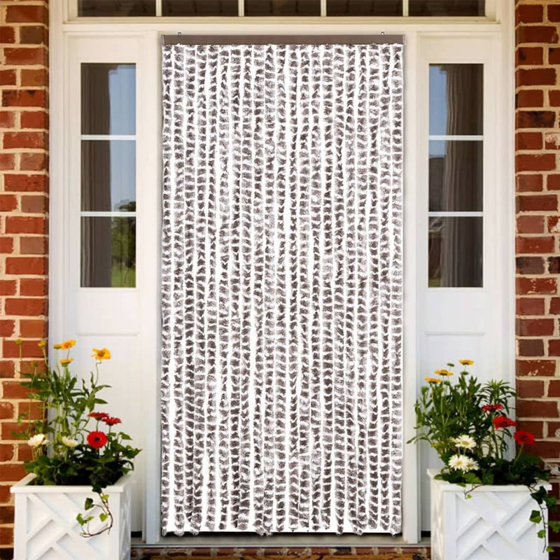 vidaXL tópszínű és fehér zsenília rovarfüggöny 90 x 220 cm