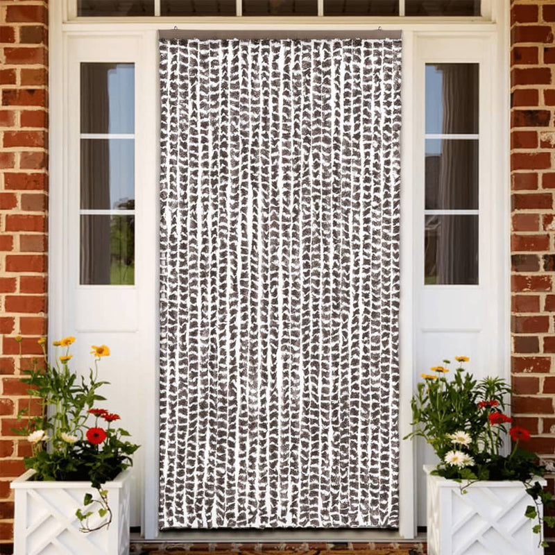 vidaXL tópszínű és fehér zsenília rovarfüggöny 100 x 220 cm