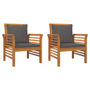 vidaXL 2 db tömör akácfa kanapéfotel sötétszürke párnákkal