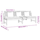 vidaXL tömör akácfa kanapé krémszínű párnákkal 200 x 60 x 75 cm