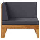 vidaXL elemes tömör akácfa sarokkanapé sötétszürke párnákkal