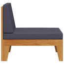 vidaXL elemes tömör akácfa középső kanapé sötétszürke párnákkal