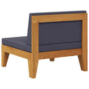 vidaXL elemes tömör akácfa középső kanapé sötétszürke párnákkal