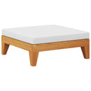 vidaXL elemes tömör akácfa lábtartó krémfehér párnával