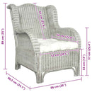 vidaXL szürke természetes rattan és lenvászon kanapé párnával