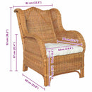 vidaXL világosbarna természetes rattan és lenvászon kanapé párnával