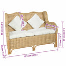 vidaXL 2 személyes természetes rattan és lenvászon kanapé