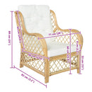 vidaXL természetes rattan és lenvászon kanapé párnával