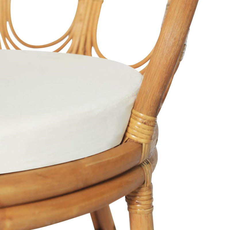 vidaXL világosbarna természetes rattan és vászon étkezőszék párnával