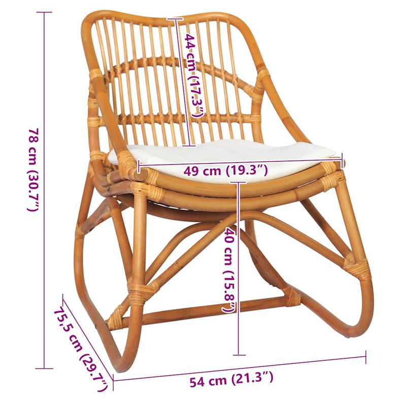 vidaXL barna vászon és rattan szék