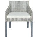 vidaXL szürke természetes rattan étkezőszék párnával
