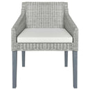 vidaXL 2 db szürke természetes rattan étkezőszék párnával