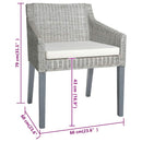 vidaXL 2 db szürke természetes rattan étkezőszék párnával