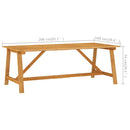 vidaXL tömör akácfa kerti étkezőasztal 206 x 100 x 74 cm