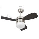 vidaXL sötétbarna mennyezeti ventilátor lámpával/távirányítóval 76 cm