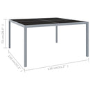 vidaXL szürke acél és üveg kerti asztal 130 x 130 x 72 cm