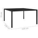 vidaXL fekete acél és üveg kerti asztal 130 x 130 x 72 cm