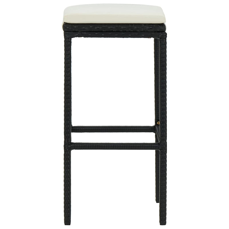 vidaXL 3 db fekete polyrattan bárszék párnával