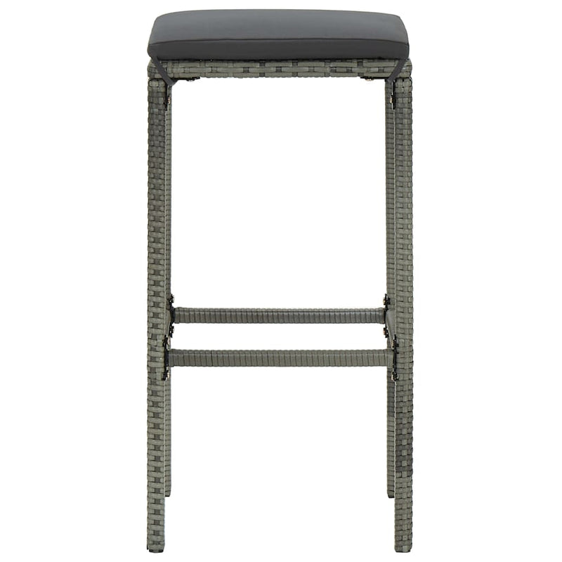 vidaXL 3 db szürke polyrattan bárszék párnával