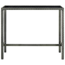 vidaXL szürke polyrattan és üveg kerti bárasztal 130 x 60 x 110 cm