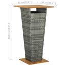 vidaXL szürke polyrattan és tömör akácfa bárasztal 60 x 60 x 110 cm