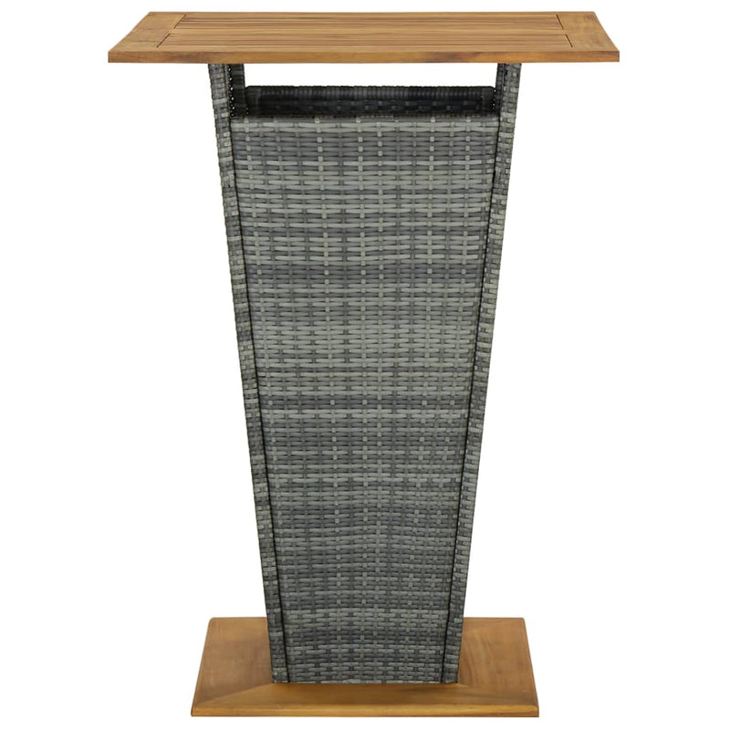 vidaXL szürke polyrattan és tömör akácfa bárasztal 80 x 80 x 110 cm