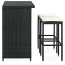 vidaXL 3 részes fekete polyrattan bárszett