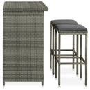 vidaXL 3 részes szürke polyrattan bárszett
