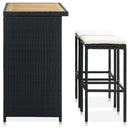 vidaXL 3 részes fekete polyrattan bárszett
