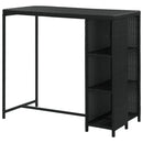 vidaXL fekete polyrattan bárasztal tárolópolccal 120 x 60 x 110 cm