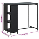 vidaXL fekete polyrattan bárasztal tárolópolccal 120 x 60 x 110 cm