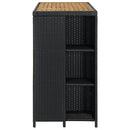 vidaXL fekete polyrattan bárasztal tárolópolccal 120 x 60 x 110 cm