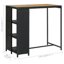 vidaXL fekete polyrattan bárasztal tárolópolccal 120 x 60 x 110 cm