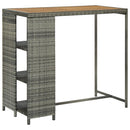 vidaXL szürke polyrattan bárasztal tárolópolccal 120 x 60 x 110 cm