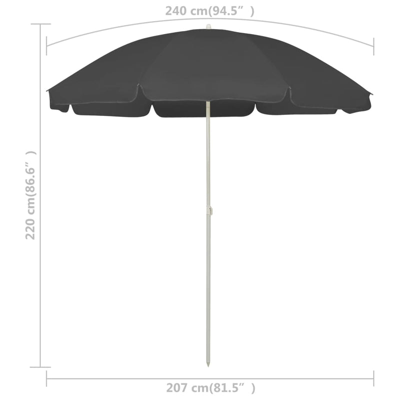 vidaXL antracitszürke strandnapernyő 240 cm