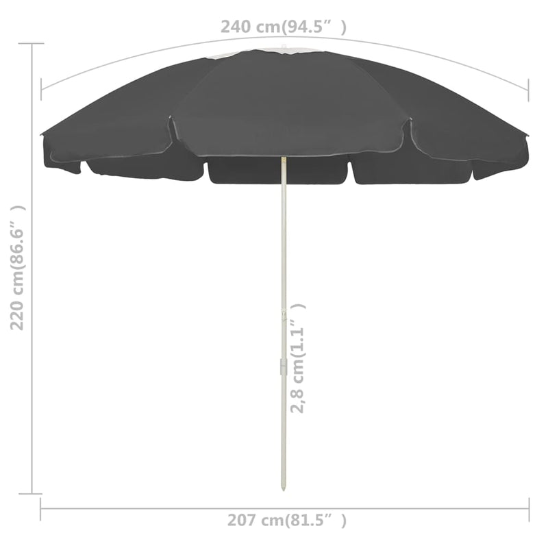 vidaXL antracitszürke strandnapernyő 240 cm