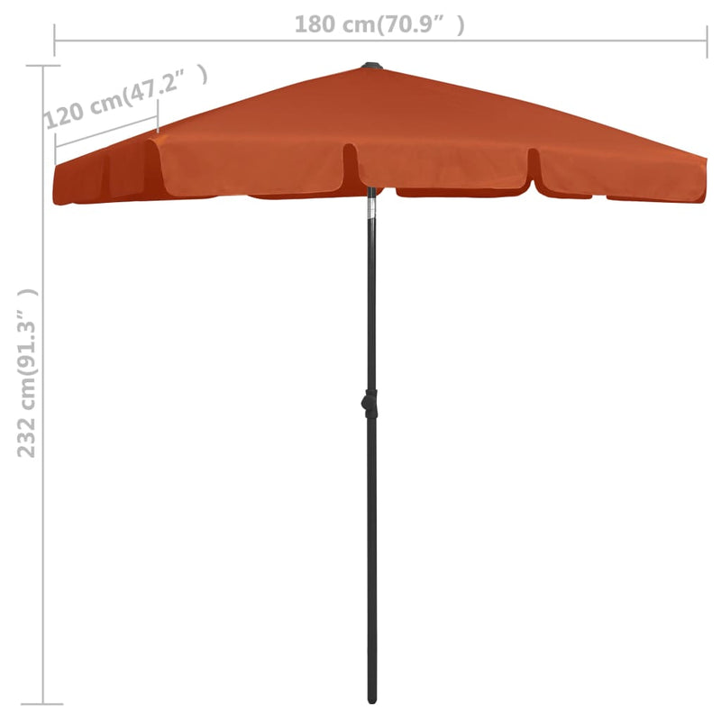 vidaXL terrakotta strandnapernyő 180 x 120 cm
