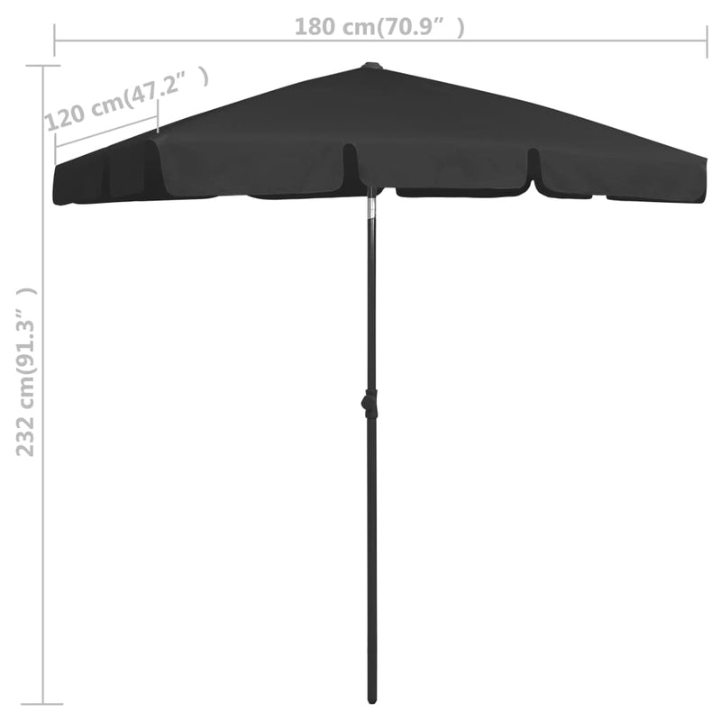 vidaXL fekete strandnapernyő 180 x 120 cm