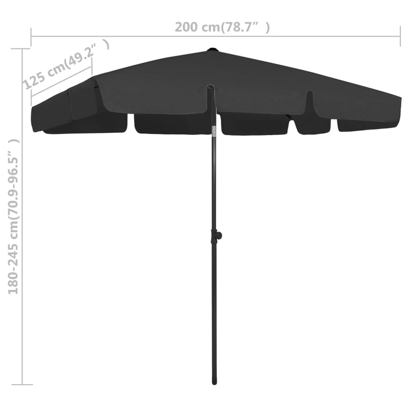 vidaXL fekete strandnapernyő 200 x 125 cm