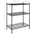 vidaXL 3 szintes fekete tárolóállvány 150 kg 60 x 35 x 76 cm