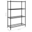 vidaXL 4 szintes fekete tárolópolc 90 x 35 x 137 cm 200 kg
