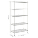 vidaXL 5 szintes króm tárolópolc 90 x 35 x 180 cm 250 kg