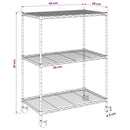 vidaXL 3 szintes króm tárolóállvány kerekekkel 150 kg 60 x 35 x 81 cm
