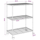 vidaXL 3 szintes króm tárolóállvány kerekekkel 150 kg 60 x 35 x 81 cm