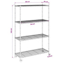 vidaXL 4 szintes króm tárolópolc kerekekkel 90 x 35 x 142 cm 200 kg