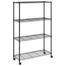 vidaXL 4 szintes fekete tárolópolc kerekekkel 90 x 35 x 142 cm 200 kg
