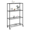 vidaXL 4 szintes fekete tárolópolc kerekekkel 90 x 35 x 142 cm 200 kg