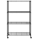 vidaXL 4 szintes fekete tárolópolc kerekekkel 90 x 35 x 142 cm 200 kg